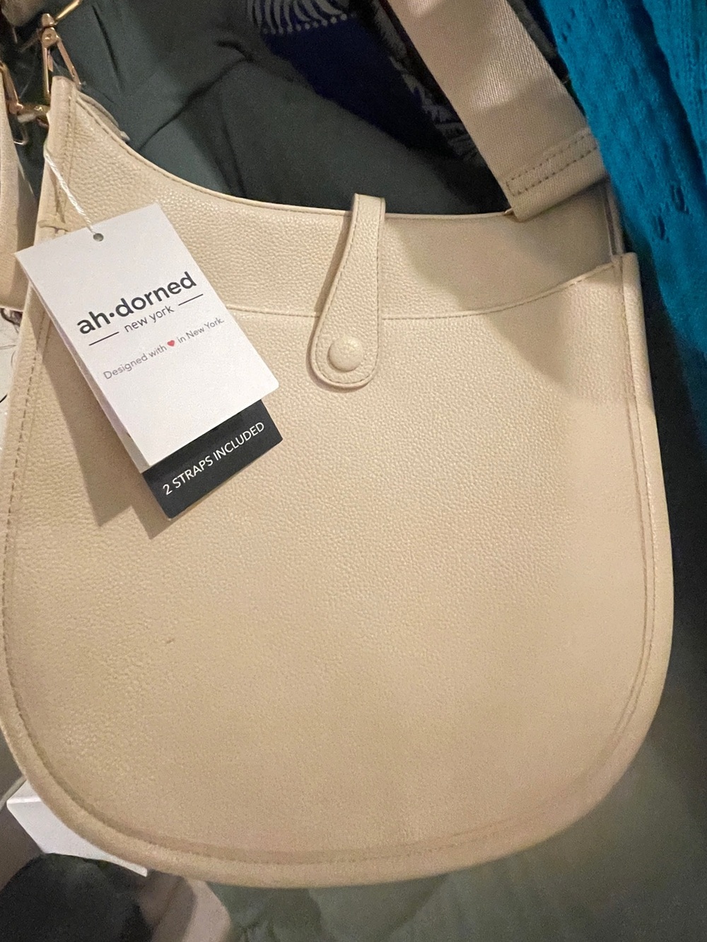 ah-dorned New York Cream Shoulder Bag with Dual Straps